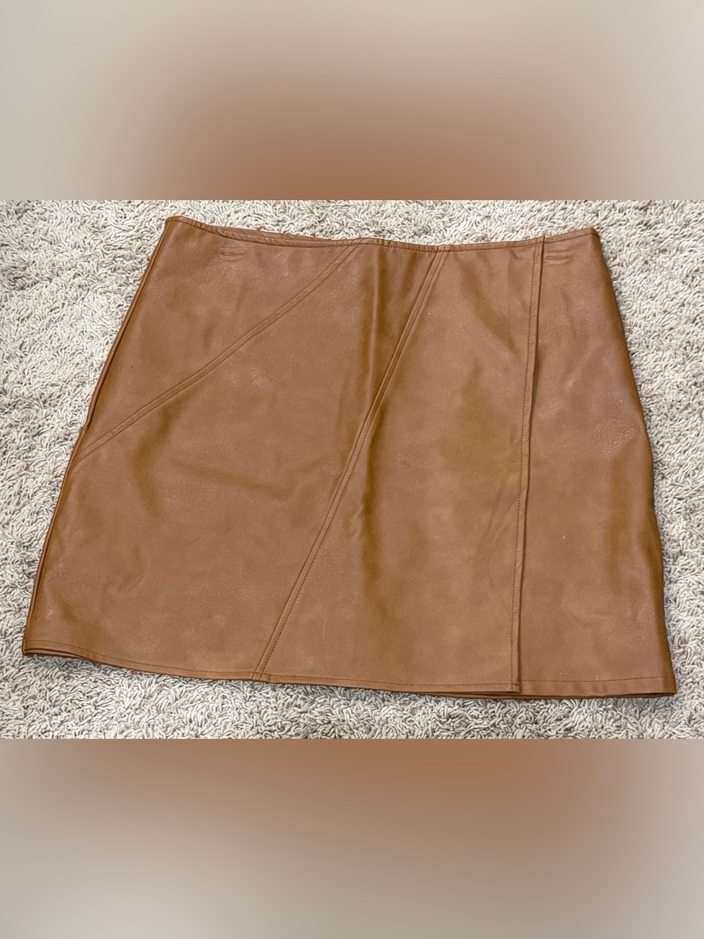 She + Sky Brown Faux Leather Mini Skirt